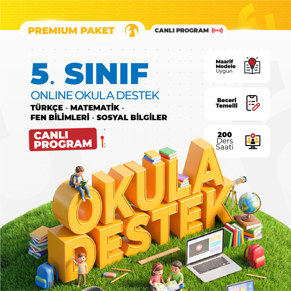 5. Sınıf Online Okula Destek 2027 Premium Paket | Canlı Program