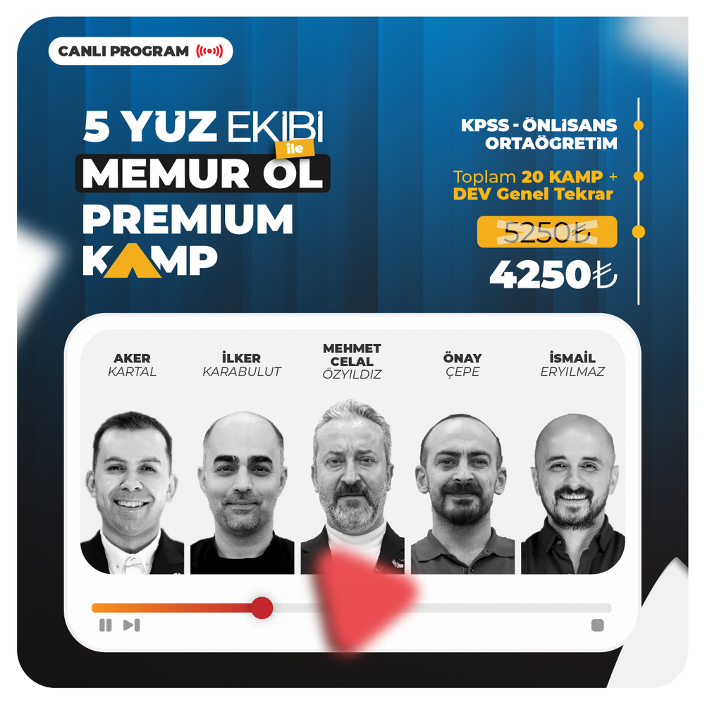 5YÜZ Ekibi ile KPSS Ortaöğretim & Ön Lisans Premium Kamp | Canlı Program