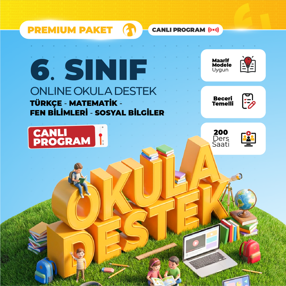 6. Sınıf Online Okula Destek 2027 Premium Paket | Canlı Program