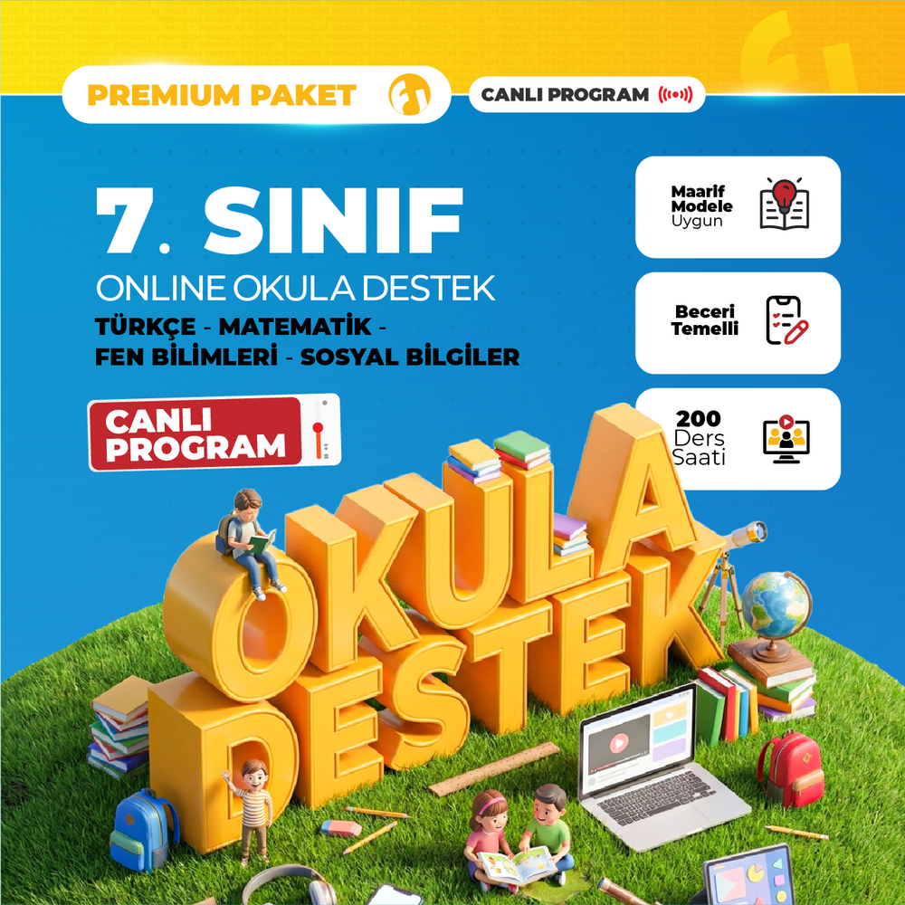 7. Sınıf Online Okula Destek 2027 Premium Paket | Canlı Program