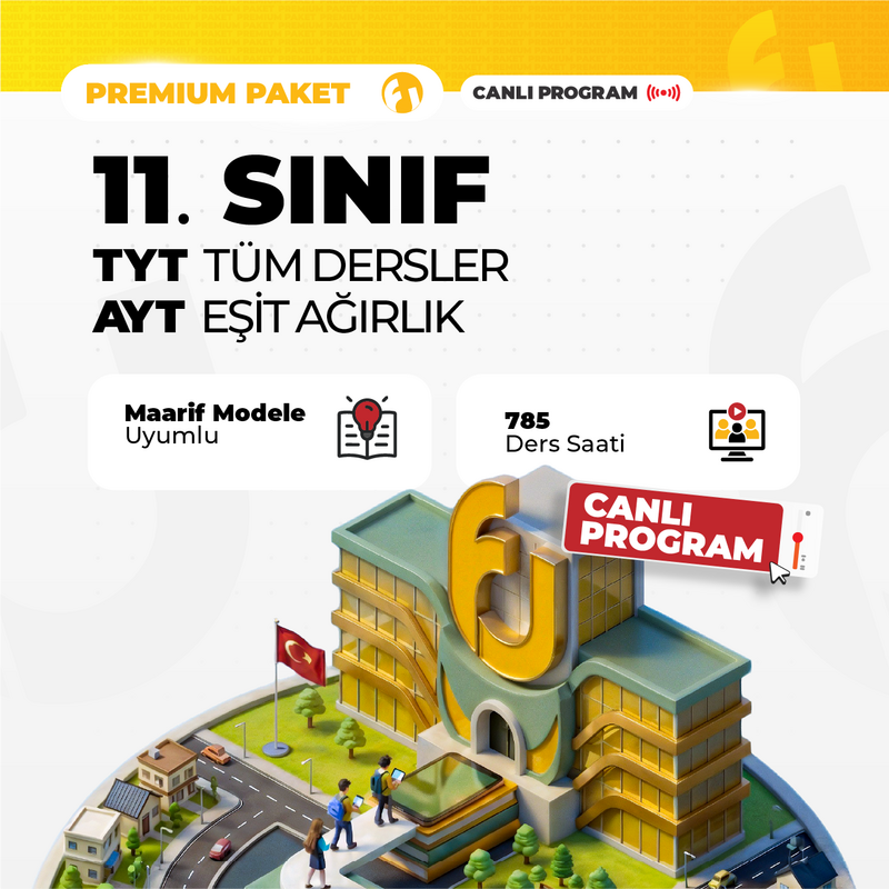Farklı YKS - TYT Tüm Dersler + 11. Sınıf AYT Eşit Ağırlık 2027 Premium Paket | Canlı Program