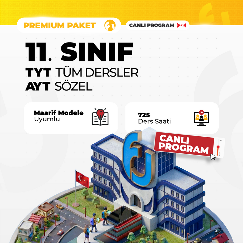 Farklı YKS - TYT Tüm Dersler + 11. Sınıf AYT Sözel 2027 Premium Paket | Canlı Program