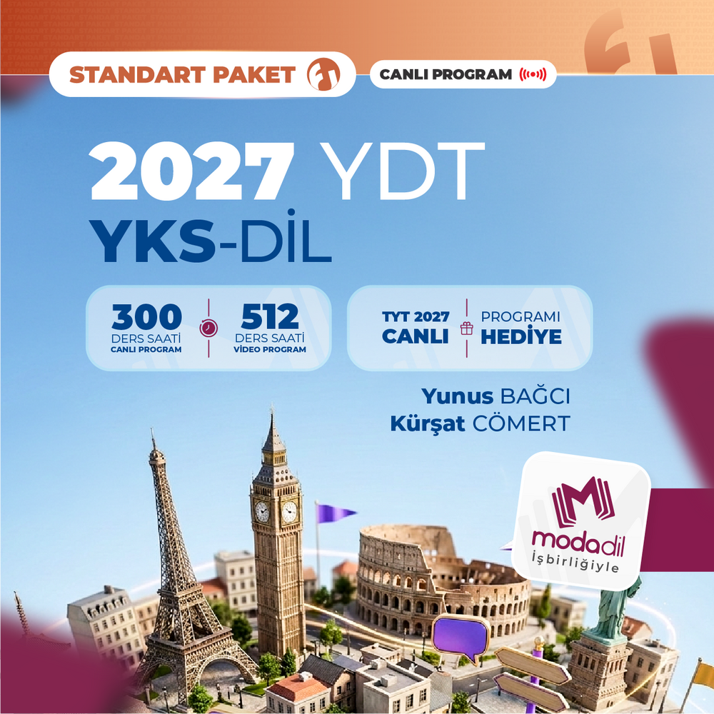 Yabancı Dil Testi YDT (YKS Dil) 2027 + TYT 2027 Standart Paket | Canlı Program