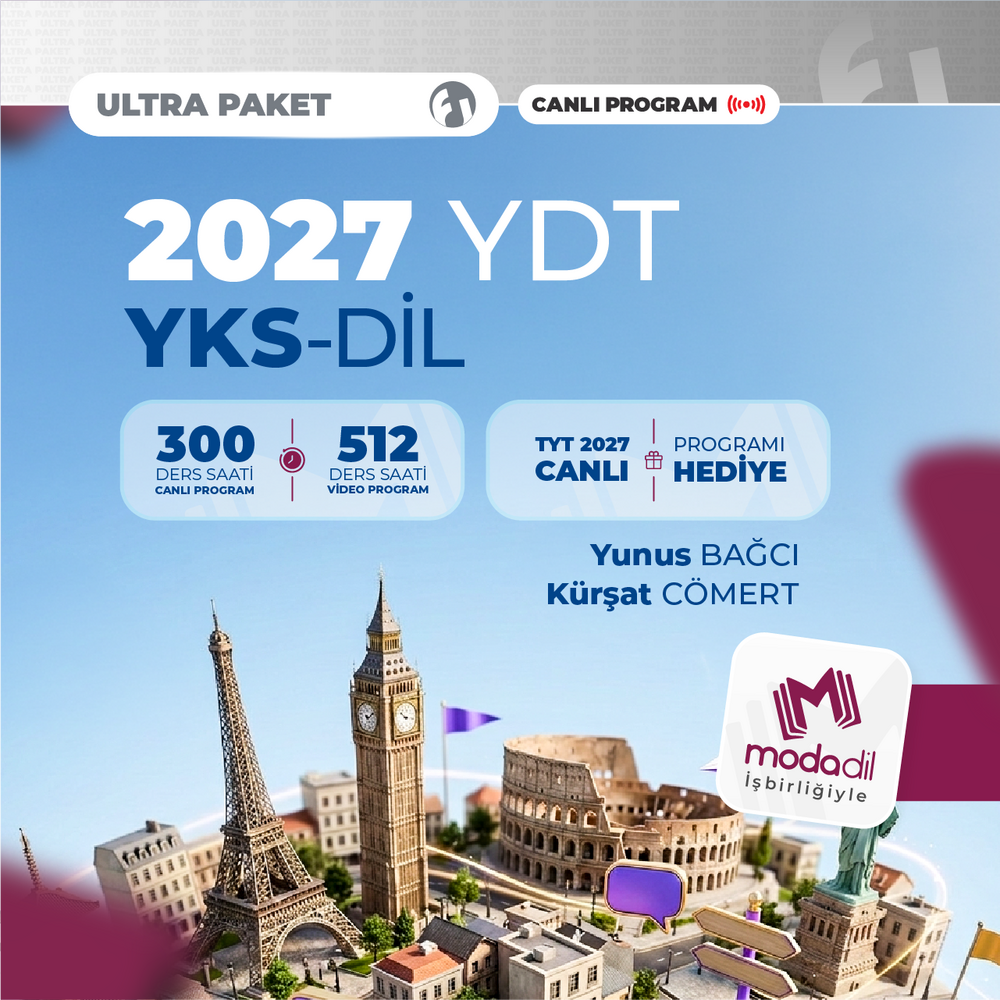 Yabancı Dil Testi YDT (YKS Dil) 2027 + TYT 2027 Ultra Paket | Canlı Program